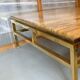 Table basse Guy Lefevre maison Jansen, laiton doré et travertin
