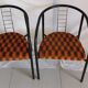 Duo de fauteuils vintage métal et velours