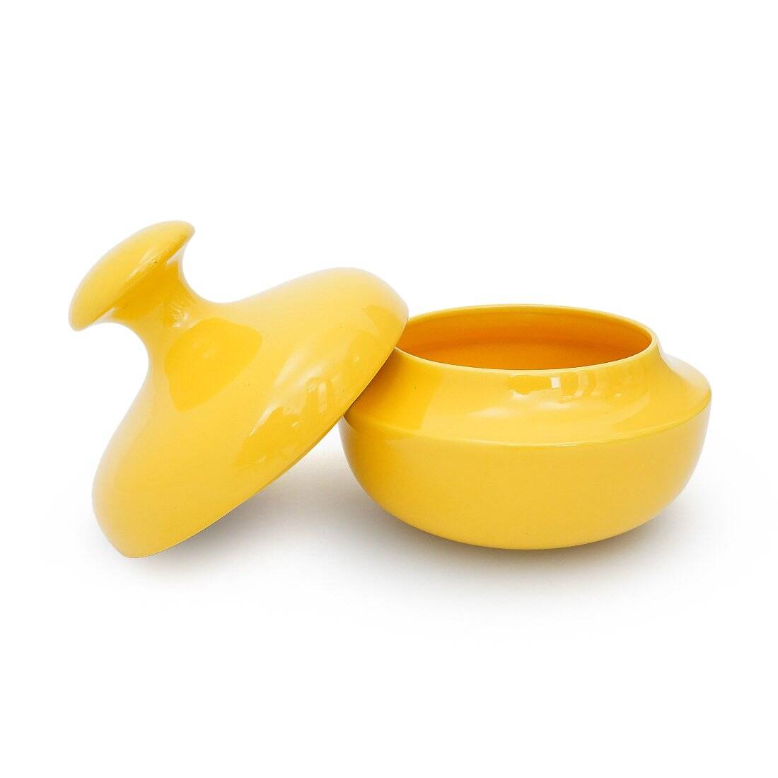 Yellow ceramic vase with lid by Enzo Bioli for Il Picchio, 1970s.