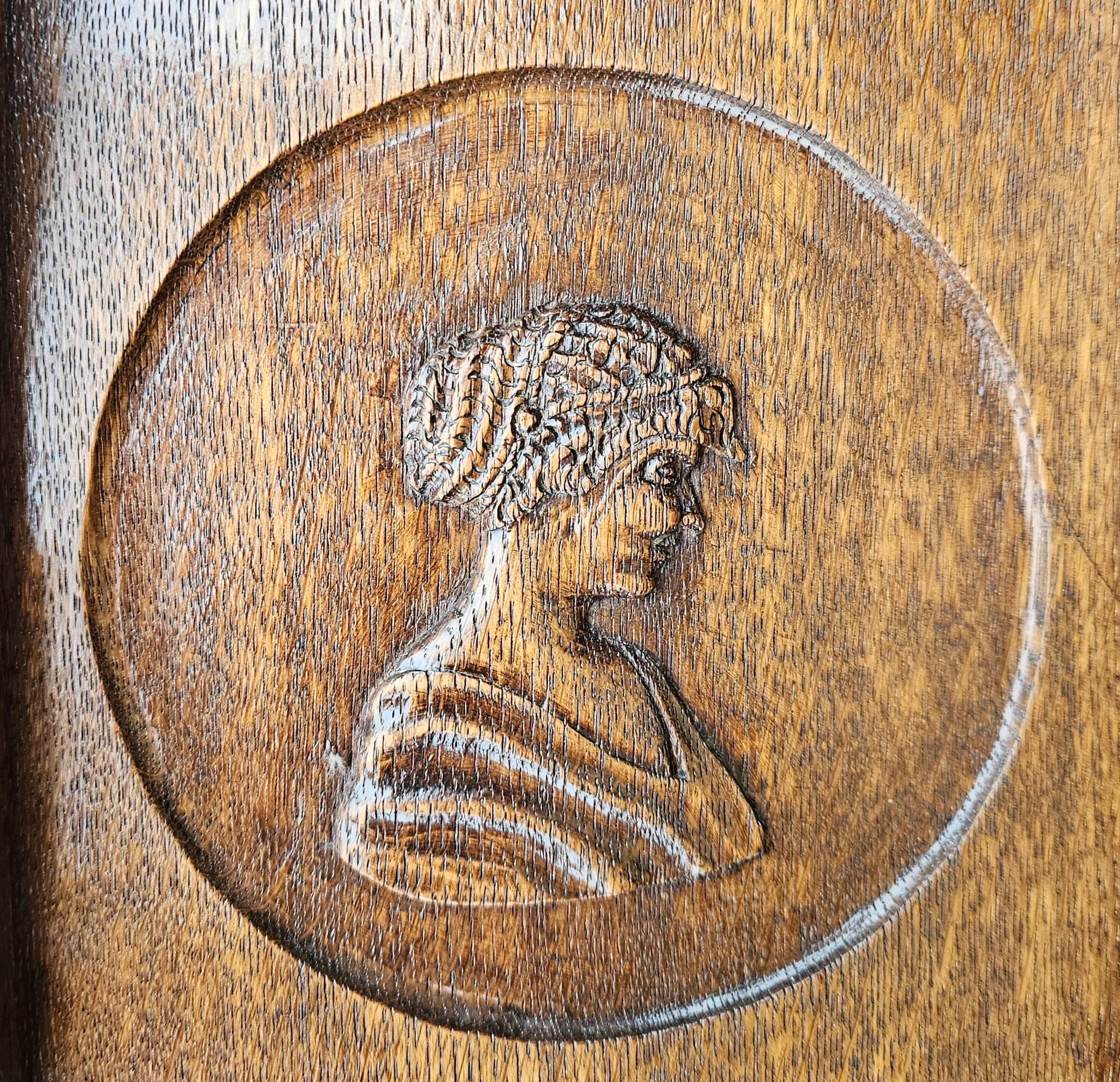 Dutch entryway wall coat rack / solid wood / carved decorations and mirror in the center / 1950s