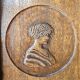 Dutch entryway wall coat rack / solid wood / carved decorations and mirror in the center / 1950s