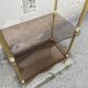 Shelf vintage brass 3 trays smoked glass