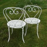 Set of 4 19th century wrought iron garden chairs with heart motif