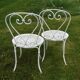 Suite de 4 chaises de jardin fer forgé XIXé motif cœur