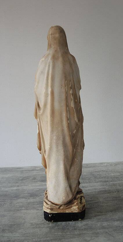 Large & Old Virgin in Plaster Signed Pieraccini