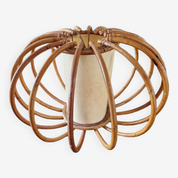 Suspension, bamboo chandelier, rattan by Louis Sognot (1892-1970) - Work from the 1960s