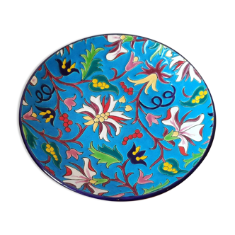 Numbered hollow dish in Longwy emaux.