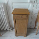 Antique bedside table in solid oak, 1 drawer, 1 door.