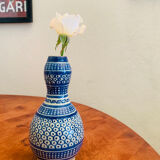 Small vase / ancient blue ceramic soliflore from Nabeul (Tunisia)
