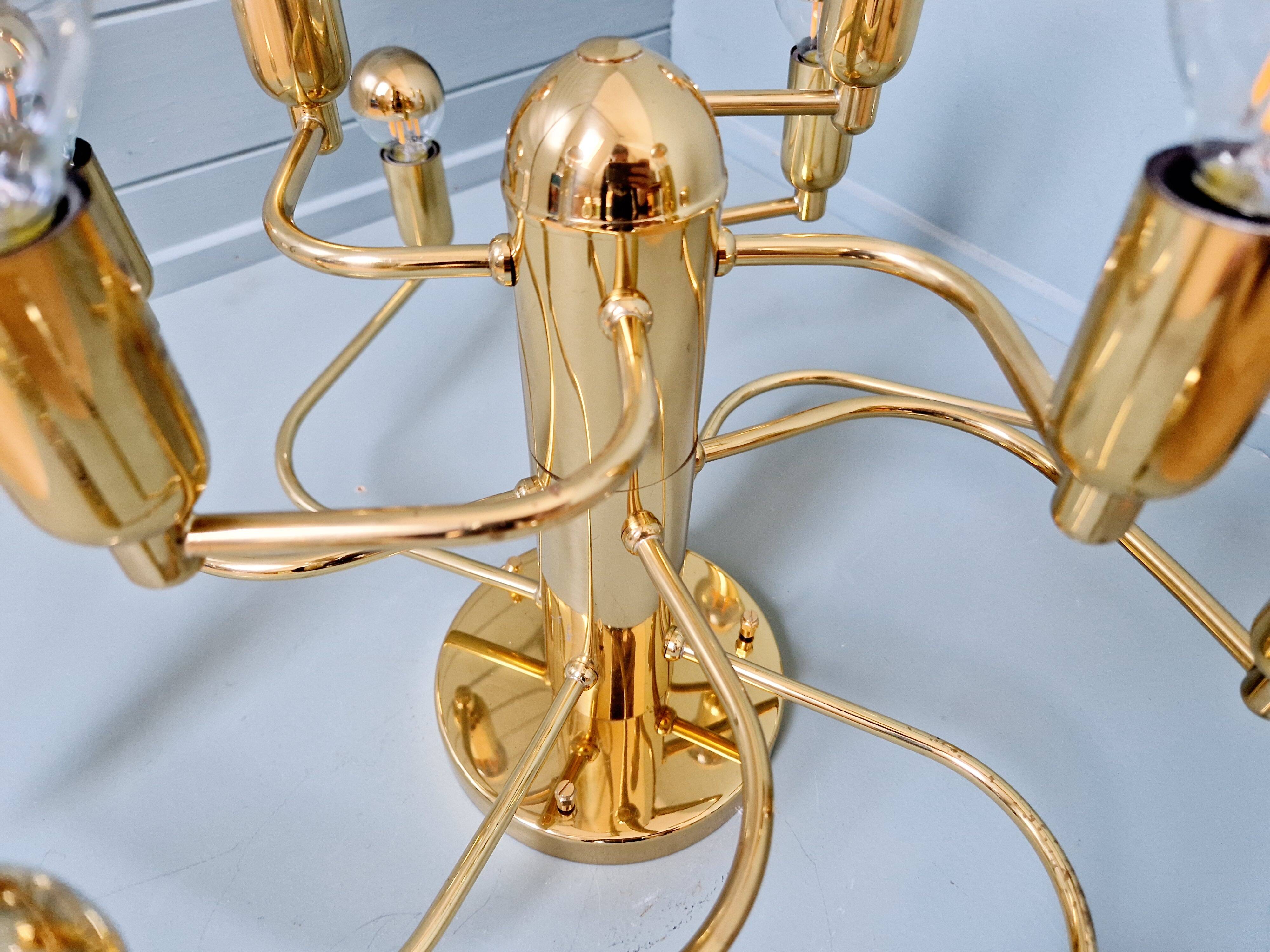 Large designer brass ceiling light, 70s
