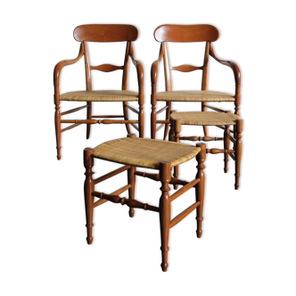 Fauteuils et ottoman modèle Campanino de S.A.C. 1980s