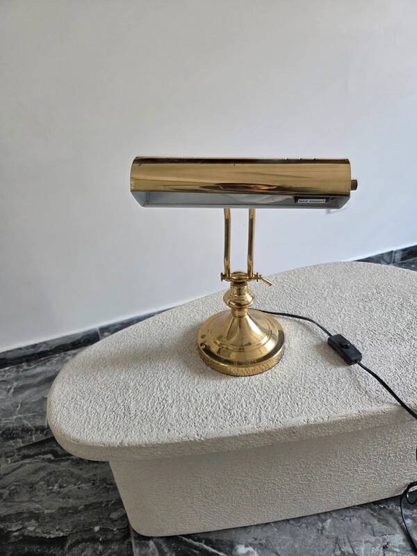 Vintage gold Art Deco banker lamp