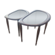 2 tables in mahogany, glass and bronze, circa 1960