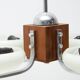 chrome and wood art deco pendant chandelier, circa 1930´s, bohemia