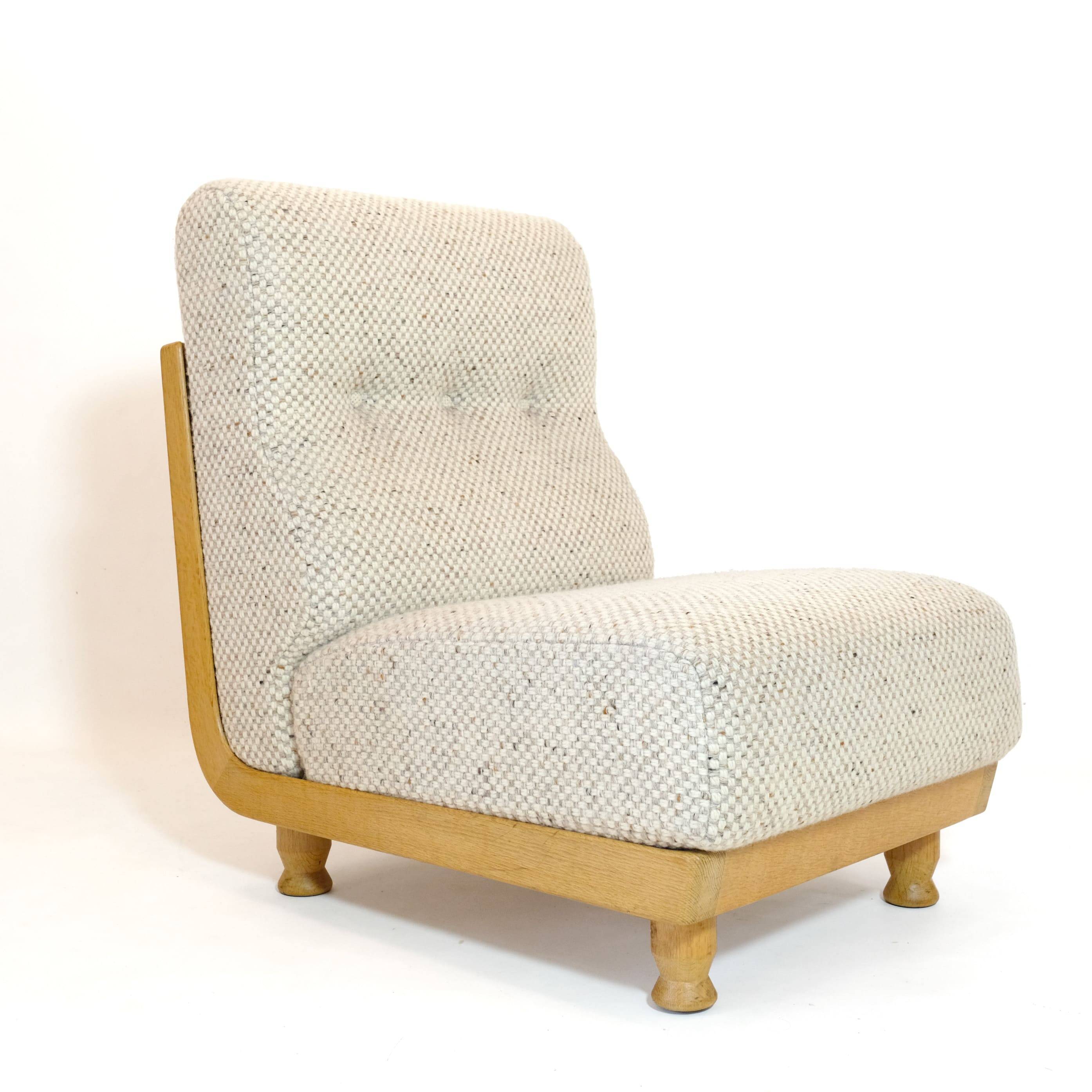 Robert Guillerme & Jacques Chambron, armchair upholstered in beige fabric.