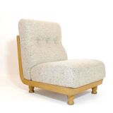 Robert Guillerme & Jacques Chambron, armchair upholstered in beige fabric.