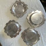 Set of 4 silver metal bottle coasters