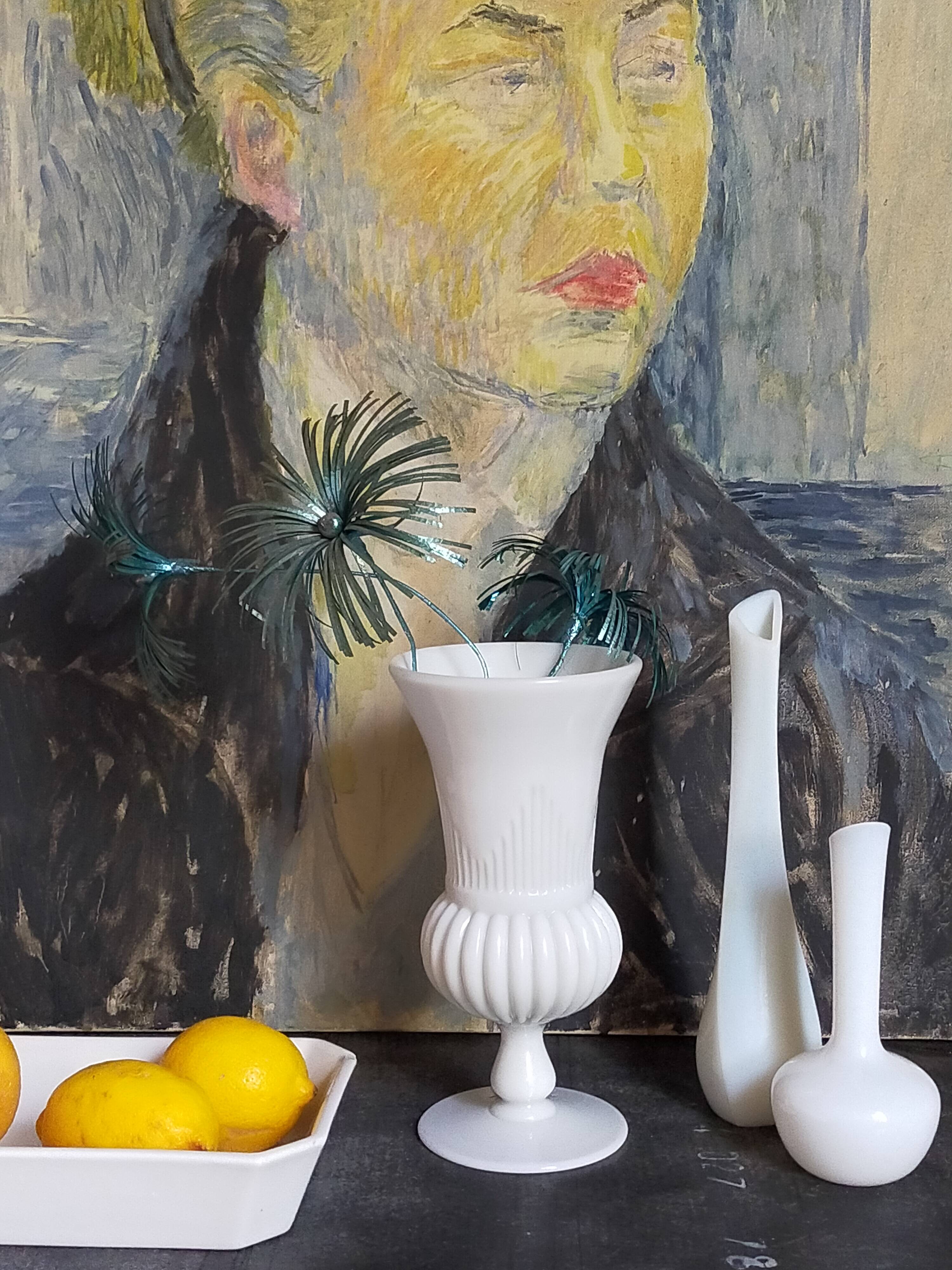 Antique milk glass baluster vase early 20th century