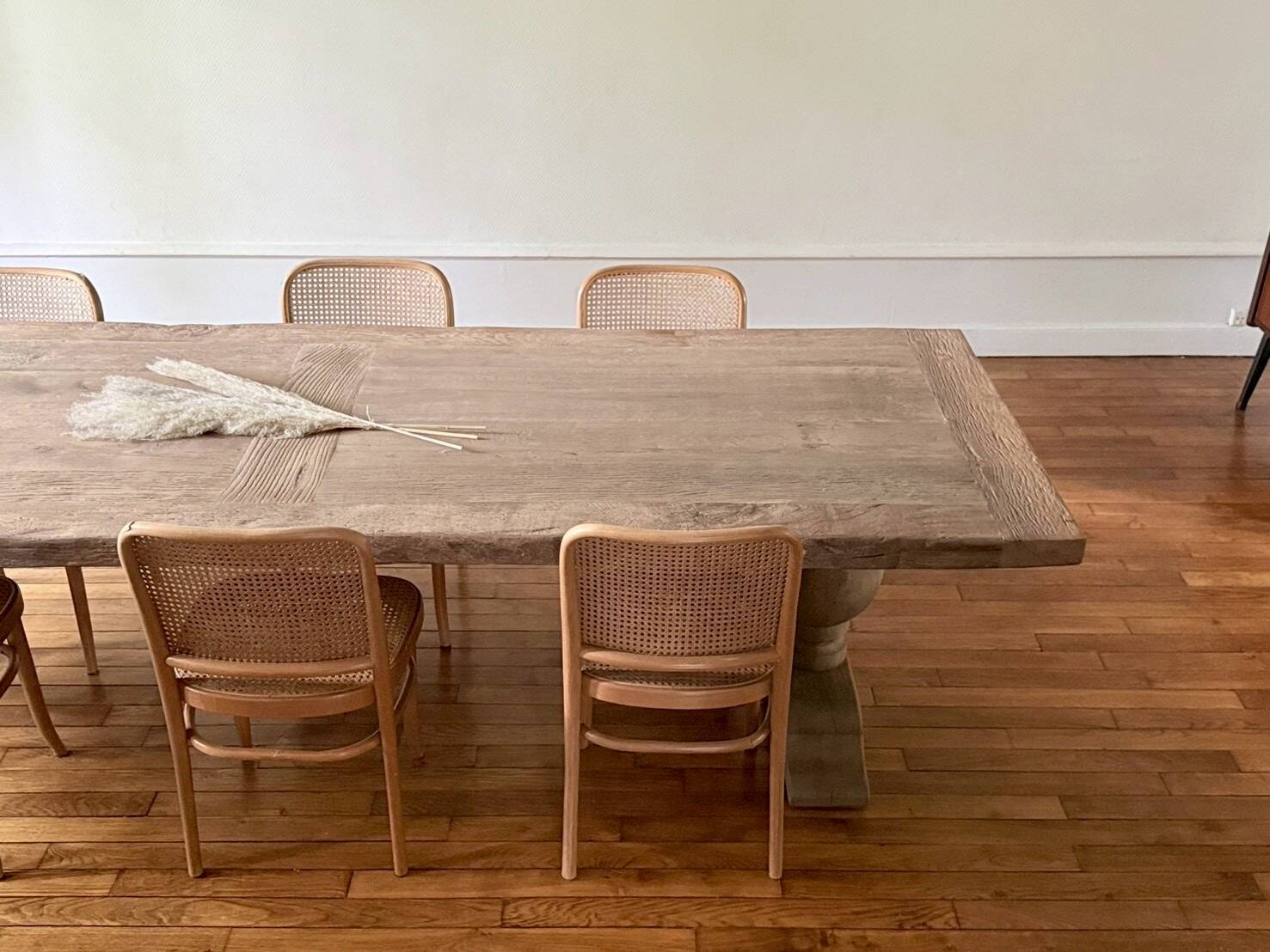 Monastery table - sun - in solid old oak - length 375 cm