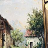 Painting, view of the Alps at Combloux, signed by Sourice Marie and dated 1931