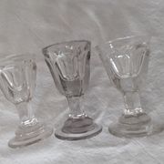3 thick antique alcohol glasses bubbled deceptive bistro glass 19th