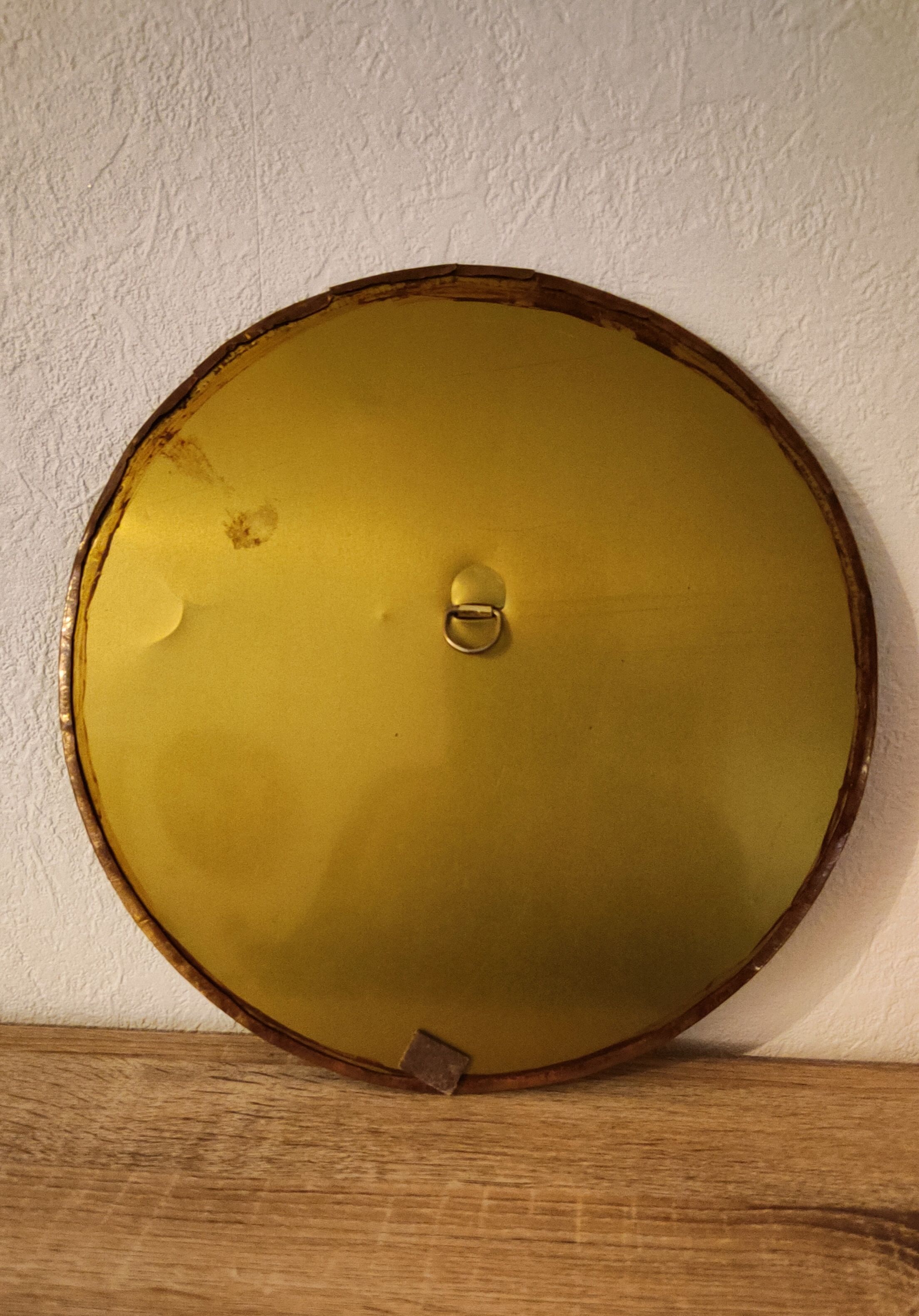 Patinated golden brass mirror 30x30cm