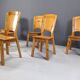 Vintage pine wood dining chairs - 1970s