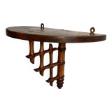 Wooden wall shelf, bamboo sculpture