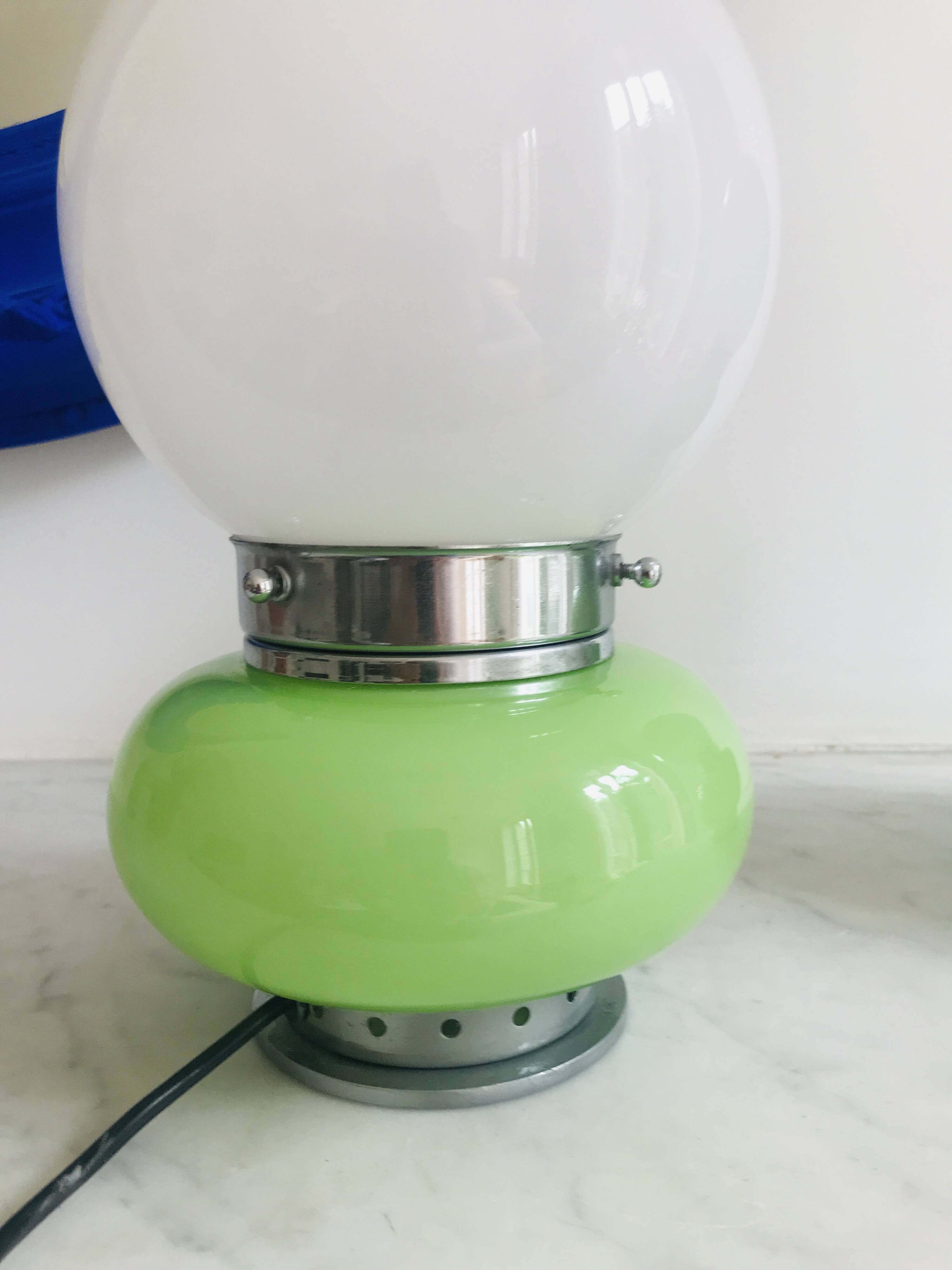 Pair of opaline glass desk lamps