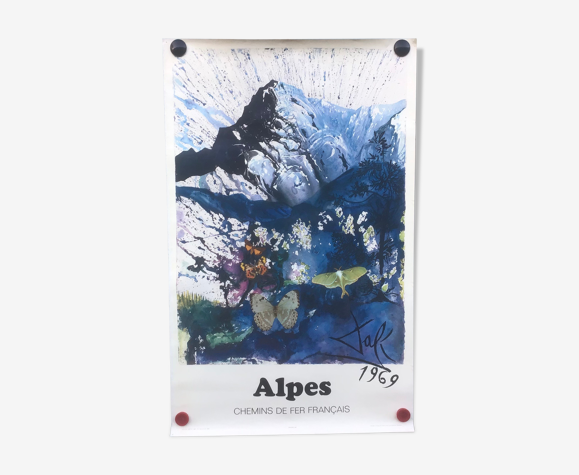 Original Alps poster for sncf, Dali Salvador 1970 - 99x62cm | Selency