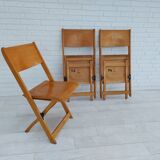 Paire de 3 chaises des années 60, design danois, pliantes, contreplaqué