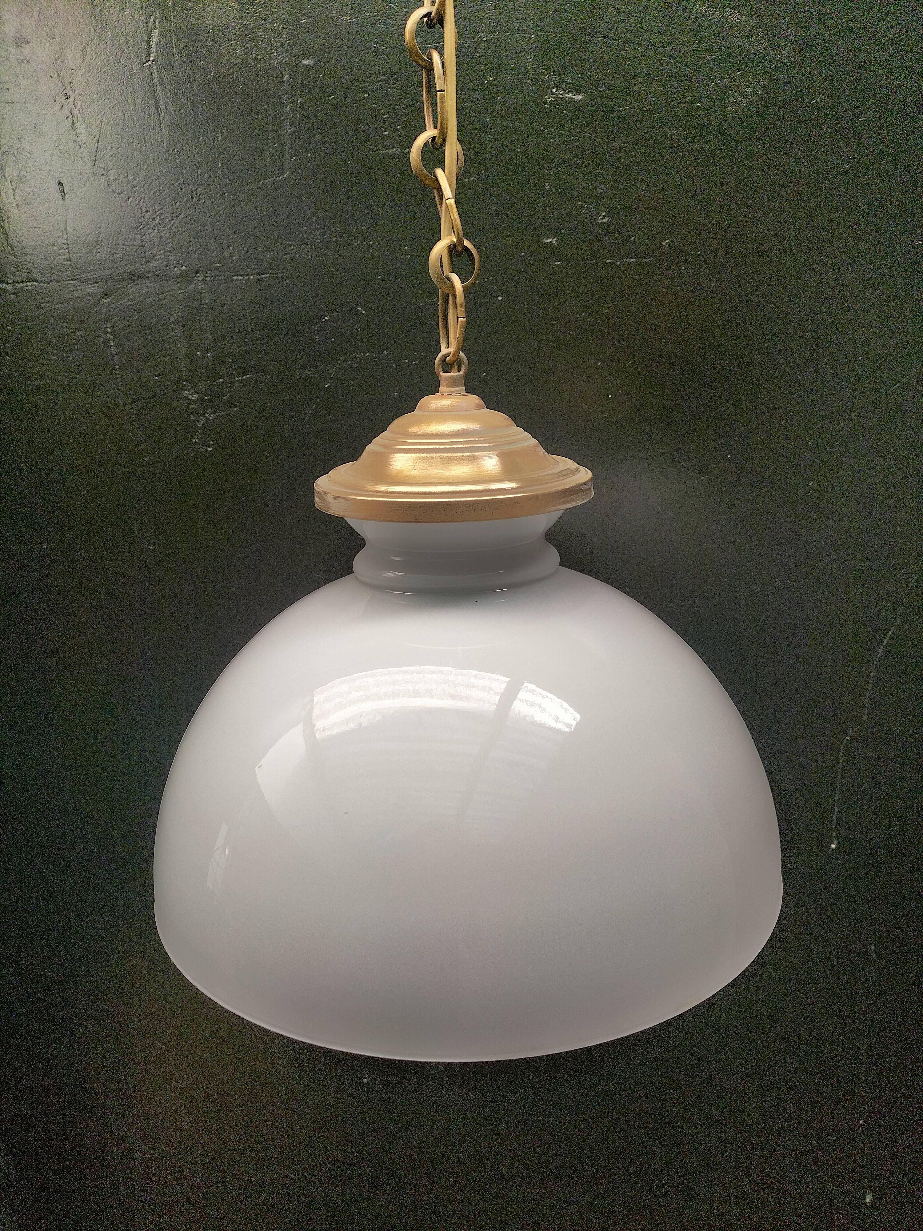 Large opaline pendant light