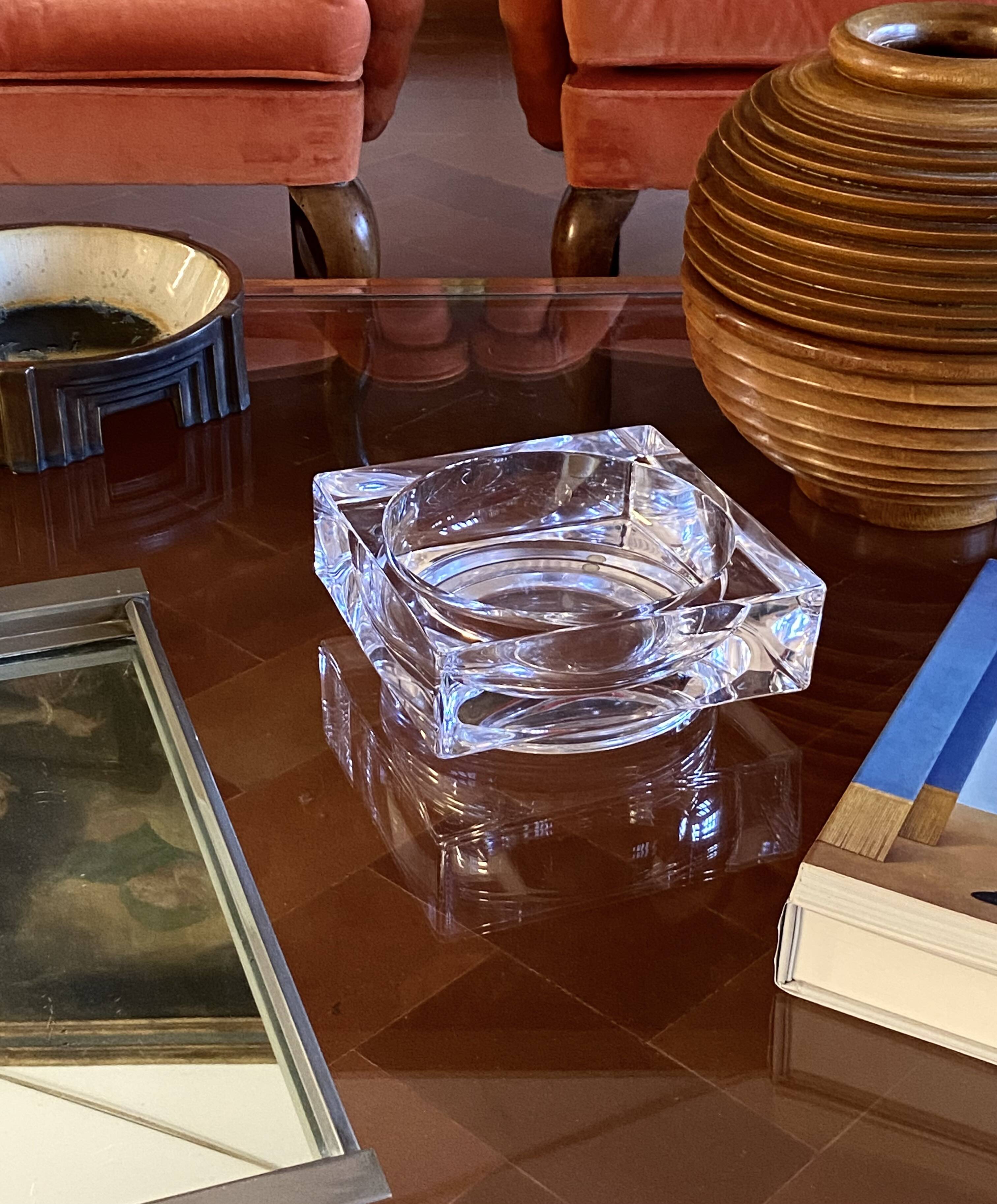 Monumental molded crystal ashtray, Sevres France 1970s