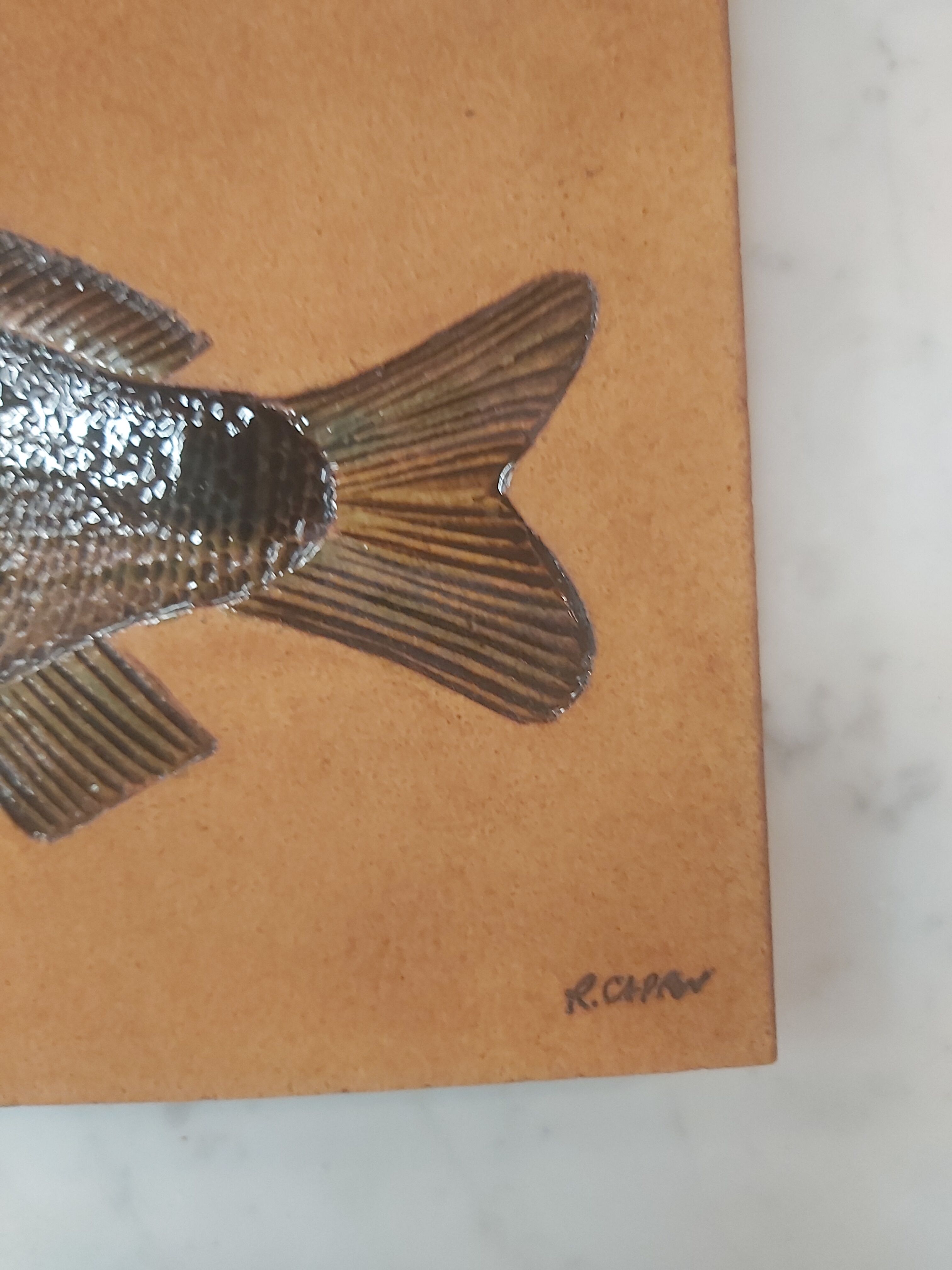 Ceramic fish dish signed R. Capron