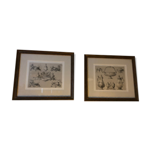 Paire de Gravures anciennes avec