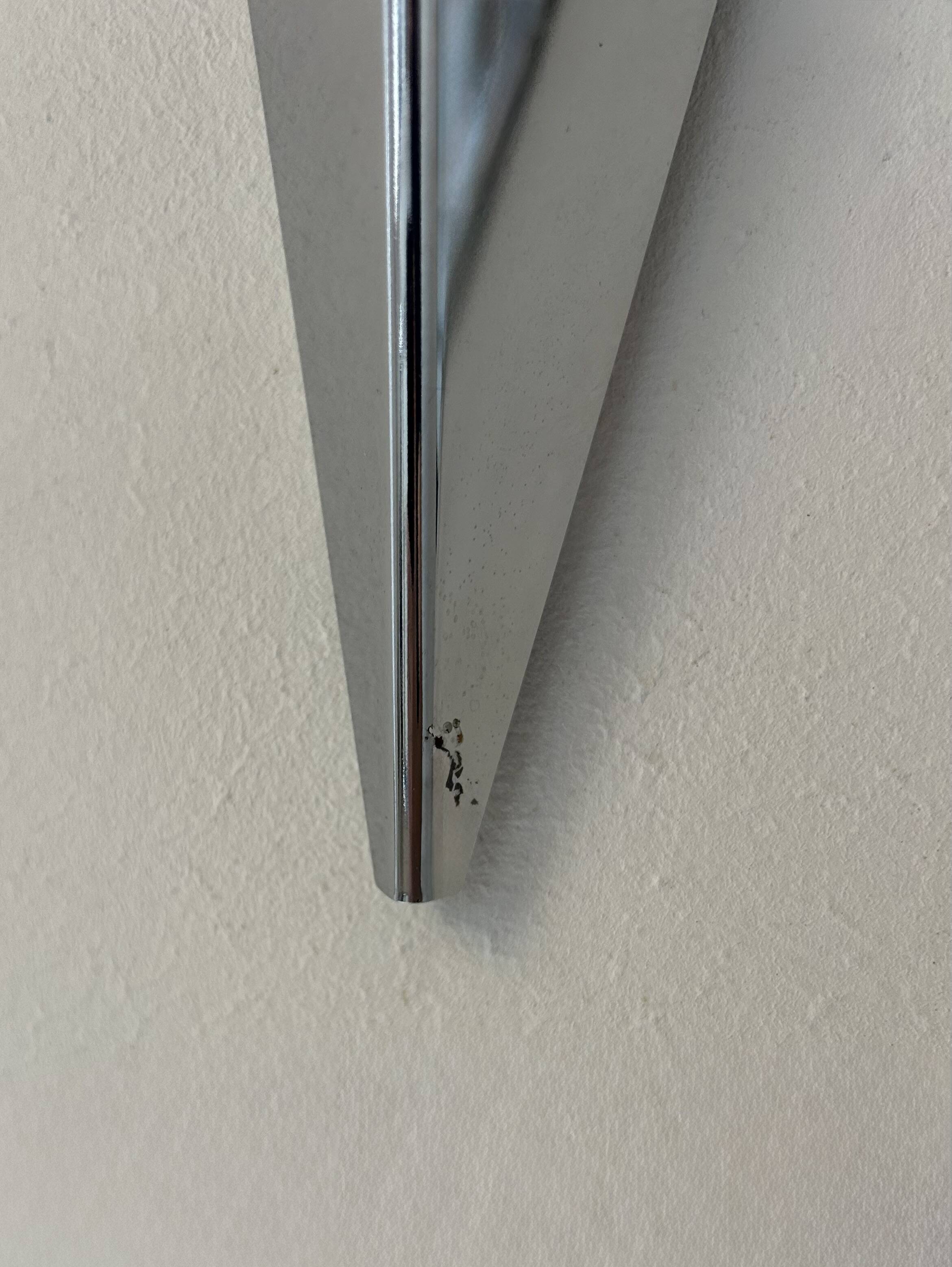 Pair of vintage wall lights, chrome-plated metal, France, 1980