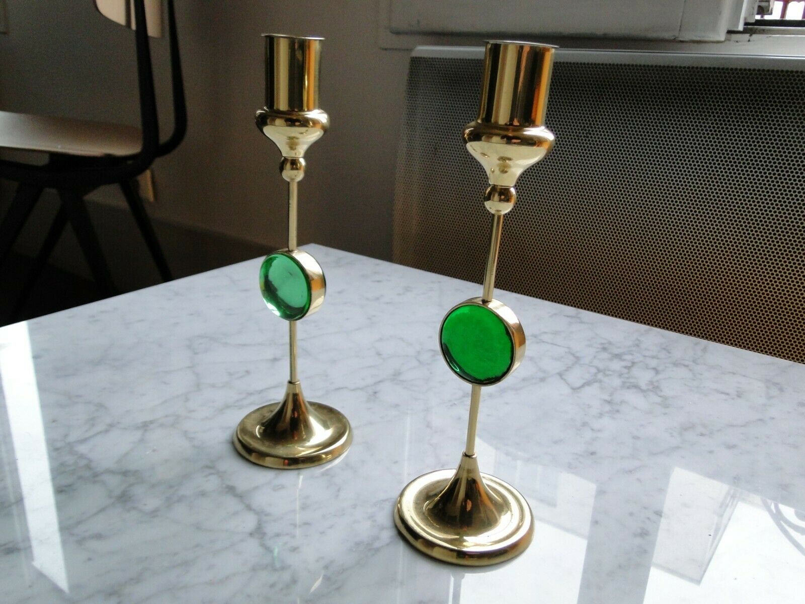 Set of 2 Danish brass candlesticks