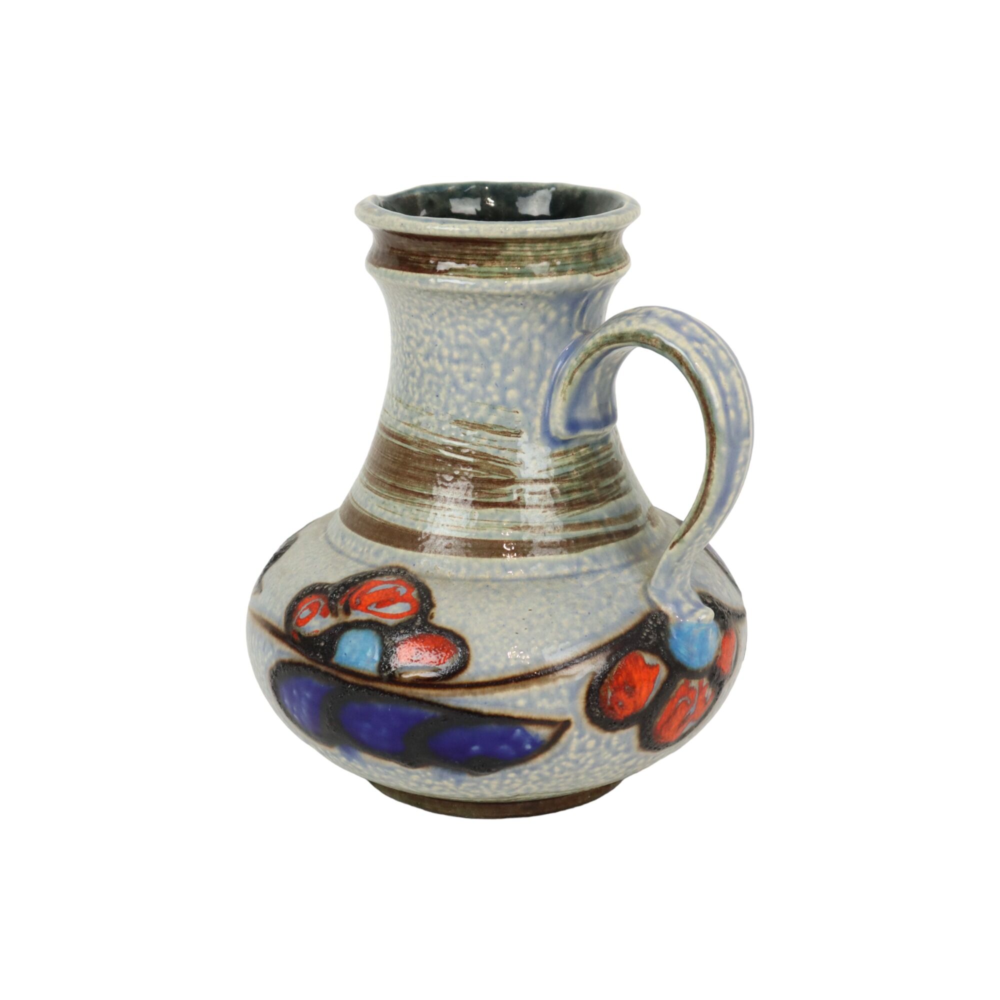 Blue Orange Vintage Vase West Germany Üebelacker Keramik 1808-20