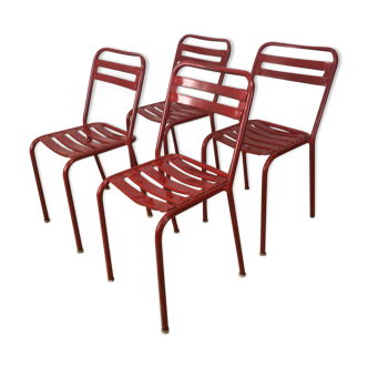 Set of 4 chairs bistro Tolix T2 industrial steel