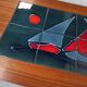 Coffee table year 50 / 60 - tiled tiled Boat decorated Marine feet spindles