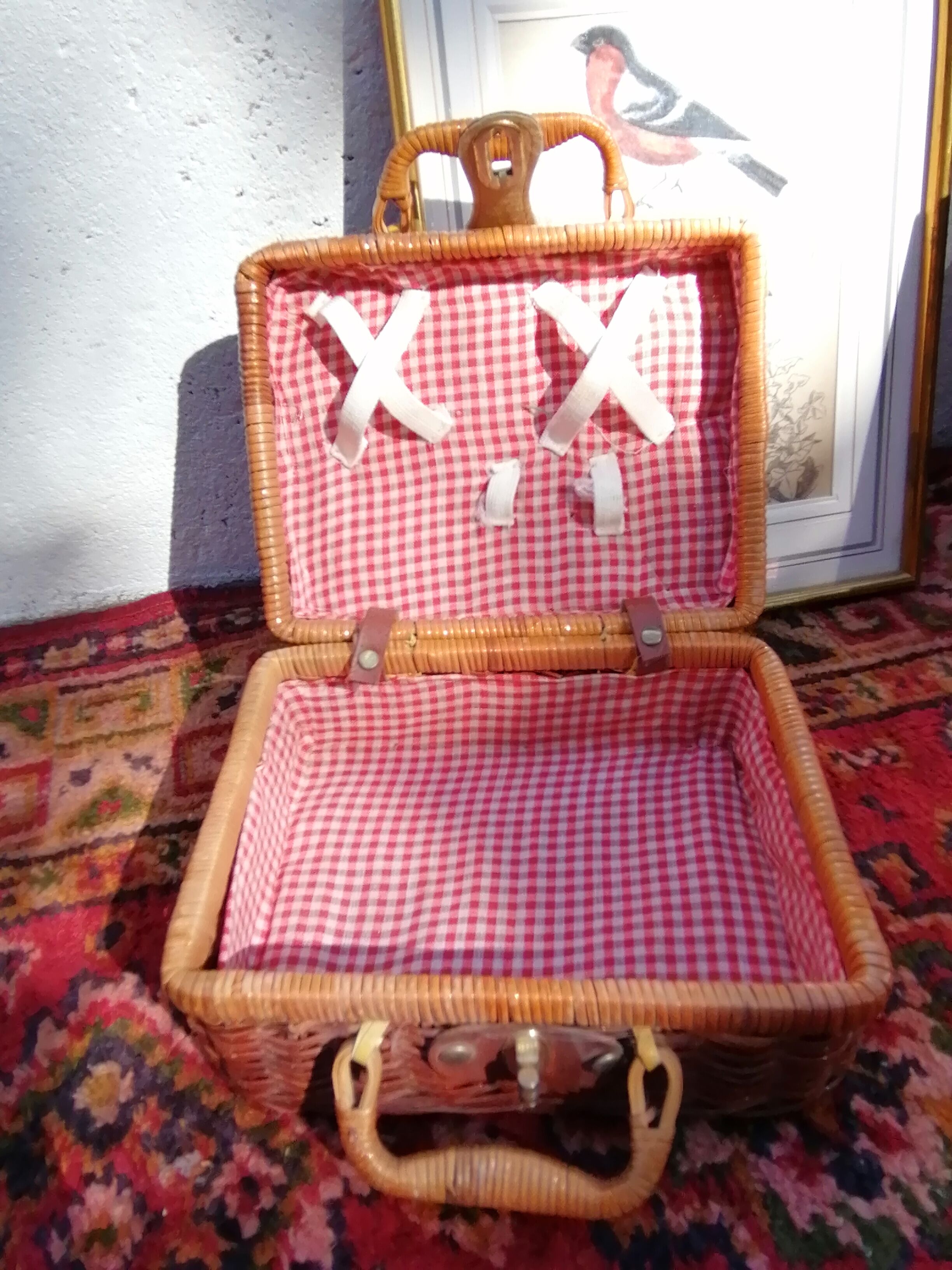Small box suitcase in vintage rattan