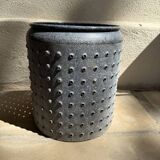 Vintage perforated enamelled sheet metal planter, 50s design