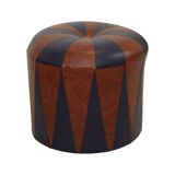 Round Vintage Pouf Purple Bordeaux Two-tone Skai Sixties