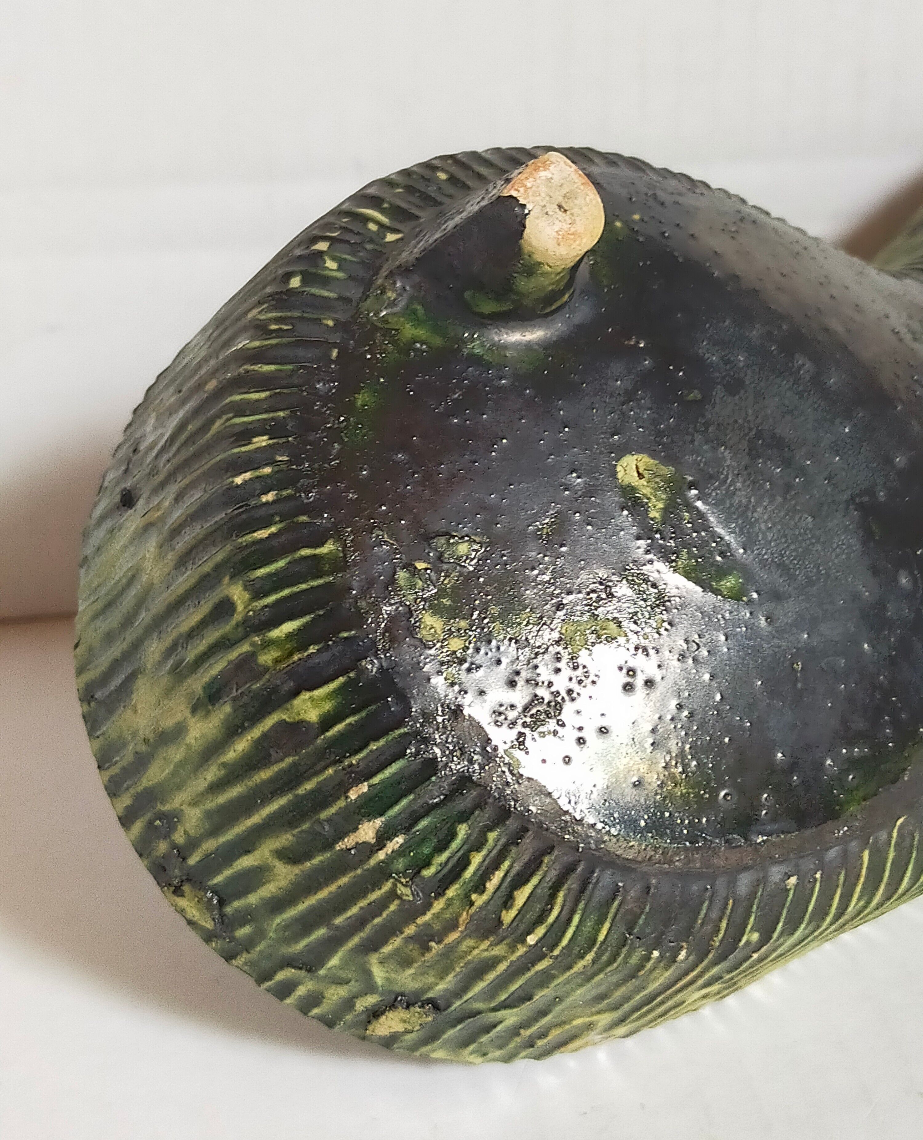 Vintage free-form tripod ceramic cactus planter