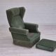 1970s, Danish wingback armchair, original condition, furniture velour, beech wood.