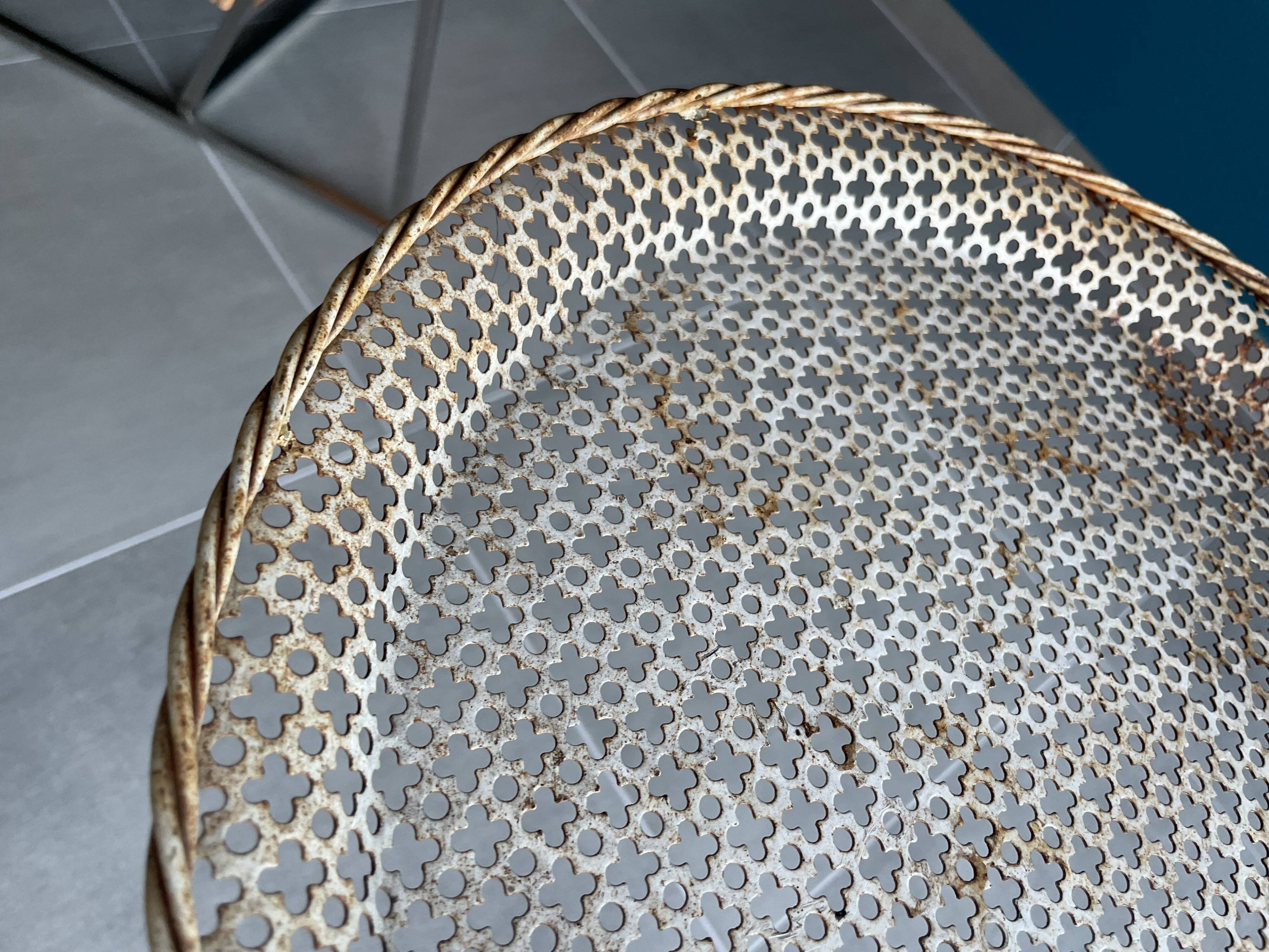 Round top 40cm rigidule perforated sheet metal vintage Mathieu Matégot design 1950s