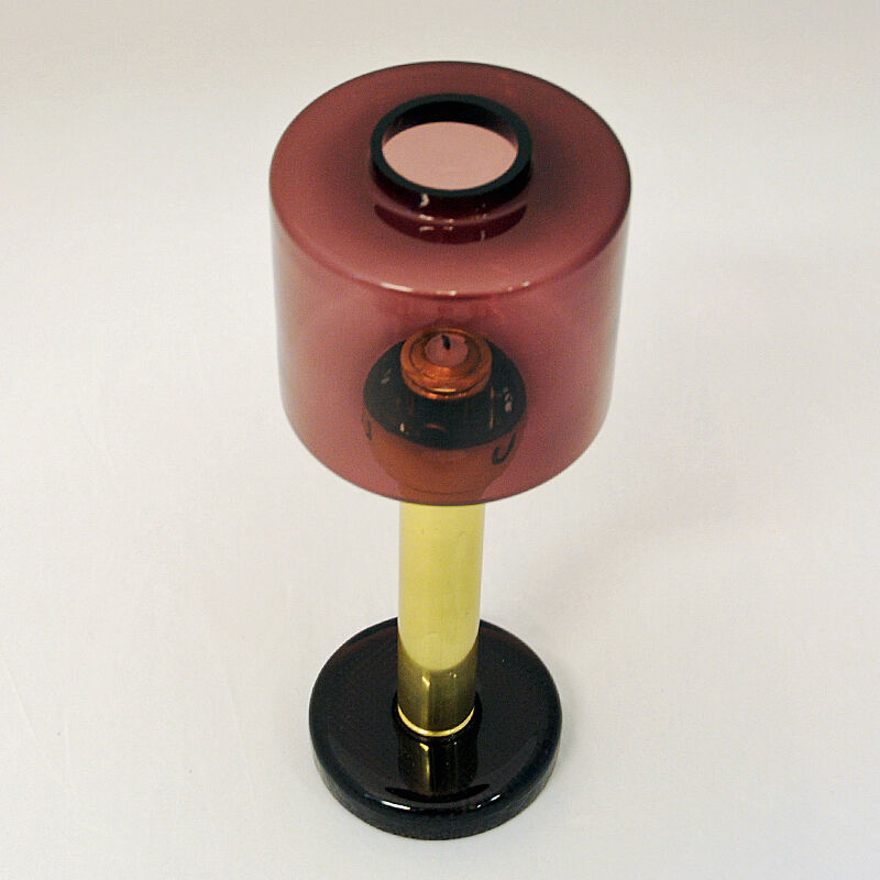 Swedish Candle holder with coloured glassdome by Östlings, Gnosjö 1960s