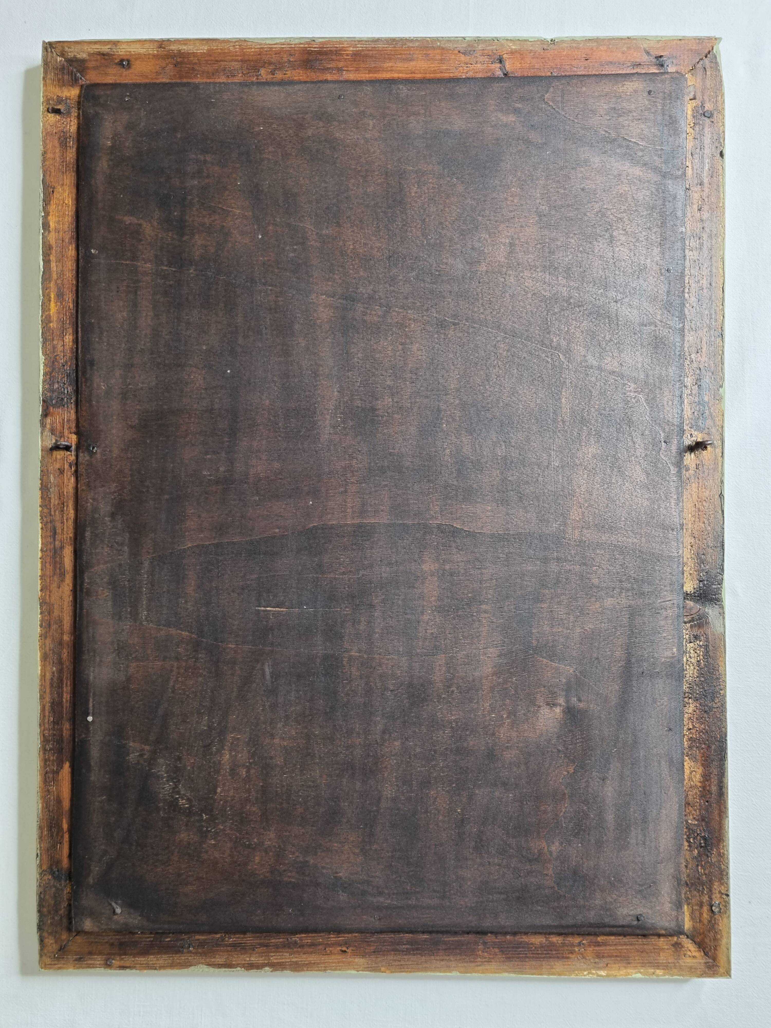 MIroir ancien de style Louis XV en stuc et bois patiné 58x43 cm