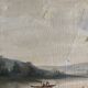 Tableau, huile sur toile encadrée "Paysage lacustre animé" signé Michel, XIXème s.