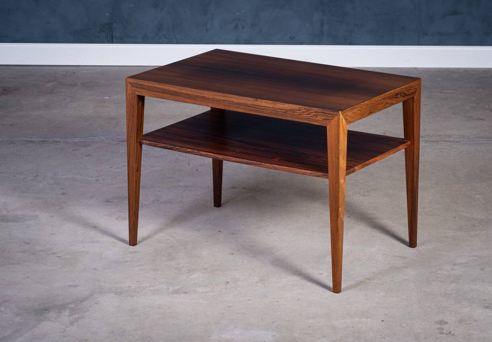 Side Table in Rosewood with Magazine Rack by Severin Hansen for Haslev Møbelsnedkeri, 1950s